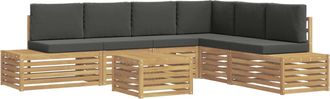 vidaXL 7 Uds. Conjunto De Sof&aacute;s De Exterior Poli&eacute;ster Vidaxl