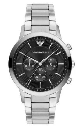 Emporio Armani Archetipo Chronograph Bracelet Watch, 43mm in Silver/black at Nordstrom