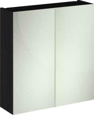 Nuie Nuie - Athena Mirrored Cabinet (50/50) 800mm Wide - Charcoal Black Woodgrain