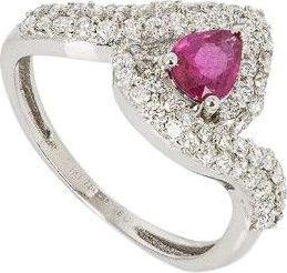 Bespoke 18ct White Gold Diamond & Ruby Ring - Size 52.5