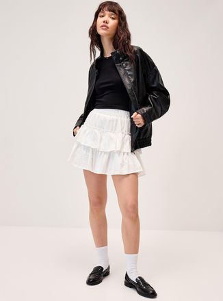 Twik Womens Tone-on-tone polkadots tiered miniskirt