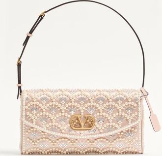 Valentino Garavani Valentino Garavani DeVain Small Shoulder Bag With Pearls And Rhinestones Woman CREAM UNI