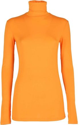 Sportmax Oranje Reflex Hoge Hals Lange Mouw - Dames - Coltruien - Oranje - XS - Truien & Vesten