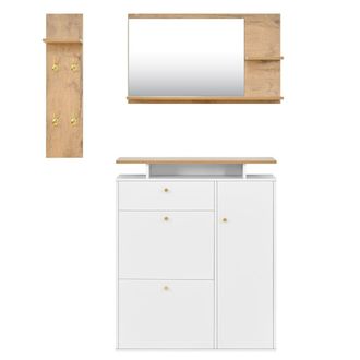 Urban Meuble Conjunto de muebles de entrada con espejo, perchero y banco