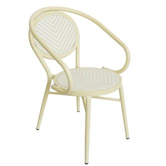 Oviala Silla de jard&iacute;n estilo bistr&oacute; parisino en aluminio y rat&aacute;n beige