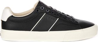 HUGO BOSS Sophisticated Leather Trainers in Dark Blue