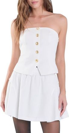 endless rose Strapless Cotton & Linen Top in Ivory at Nordstrom, Size Medium
