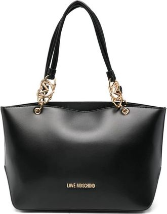 Love Moschino Tassen, Dames, Zwart, ONE Size, Polyester, Shopper met logo