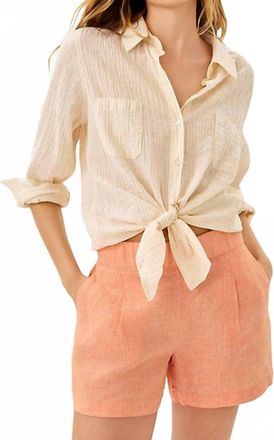 Lilly Pulitzer Captina Linen High Rise Shorts In Papaya X Resort White