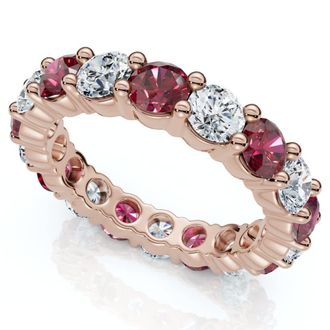 Pompeii3 3Ct Ruby & Diamond Eternity Ring 14k Gold or Platinum Lab Grown