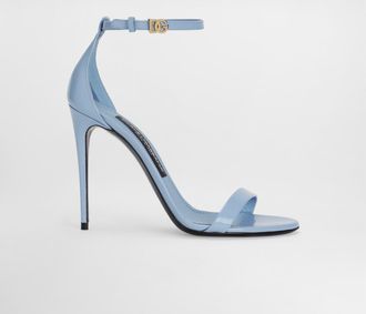 Dolce & Gabbana Polished Calfskin Sandals - Woman Sandals And Wedges Light Blue Leather 40.5