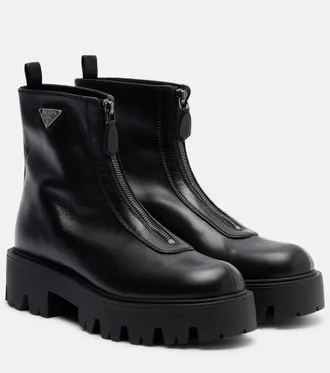Prada Leather platform ankle boots