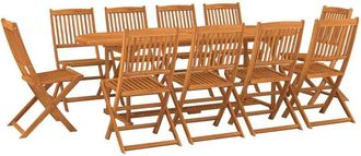 vidaXL Set Comedor De Jard&iacute;n 11piezas Madera Maciza Acacia 220x90x75cm Vidaxl