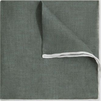 Reiss Pistachio Melange Linen Contrast Trim Pocket Square, One Size