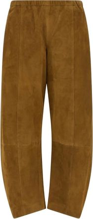 Khaite Pantaloni Clover a gamba ampia con vita elasticizzata - Marrone