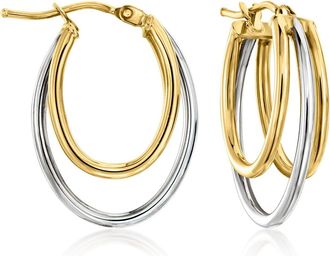 Ross-Simons Italian 14kt 2-Tone Gold Triple-Oval Hoop Earrings