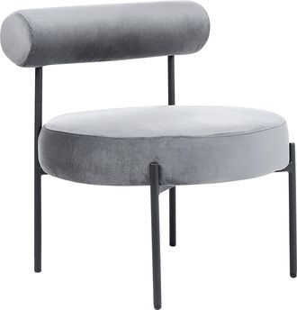 Beliani Sill&oacute;n De Terciopelo Gris Negro Sin Reposabrazos Metal Retro Vintage Alpha