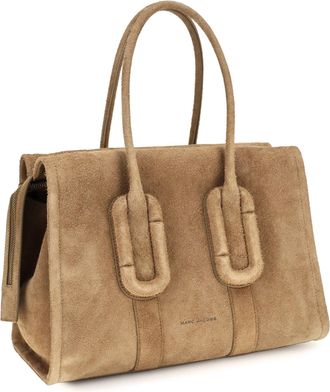 Marc Jacobs Womens Babe City Tote Suede Handbag Hazelnut Calf Leather Bos Taurus Shoulder Bags