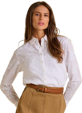 Brakeburn Flora Long Sleeve Embroidered Shirt in Cream at Nordstrom, Size 10