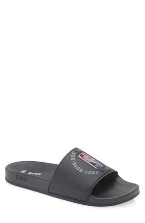 BOSS Bay It NBA Slide Sandal in Black at Nordstrom Rack, Size 10Us / 9Uk