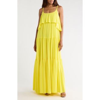 Longchamp Ruffle Tiered Cotton Sundress in Lemon at Nordstrom Rack, Size 4 Us / 36 Fr