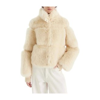 Patrizia Pepe Patrizia Pepe, Faux Fur & Shearling Jackets, female, Beige, Size: XS Short Fluffy Jacket