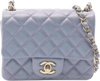 Chanel Pre-owned Mini Matelasse Lambskin Shoulder Bag - Dames - Vintage Mini Tas - Blauw - ONE Size - Leer - Vintage