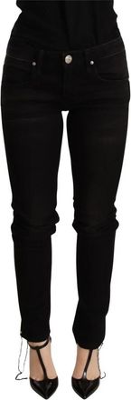 Acht Low Waist Skinny Denim Broek - Dames - Skinny Jeans - Zwart - W26 - Denim - Jeans