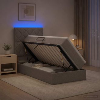 vidaXL Vidaxl Letto Con Contenitore Led E Materasso Tortora 100 X 200 Cm