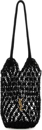 Saint Laurent Black Mesh Large Cassandre Bucket Bag