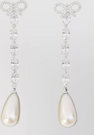 Self Portrait crystal-embellished faux pearl drop earrings