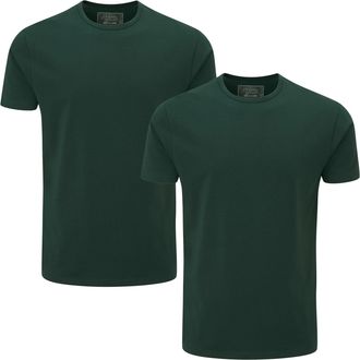 Charles Wilson 2 Pack Mens Comfort Stretch Crew Neck T-Shirt (L, Dark Green (0524))