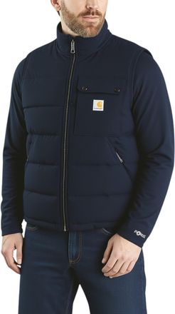 Carhartt Work in Progress Mens Puffer Gilets WIP Rain Defender Insulated Montana Loose Fit Vest - Navy Nylon - Size X-Large