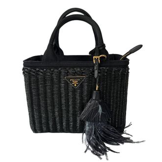 Prada Black Canvas Handbag Tote Bag (Pre-Owned)