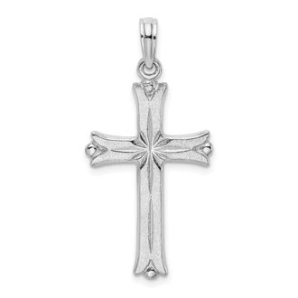 Diamond2Deal 14k Gold Cross with Starburst Center Charm Pendant