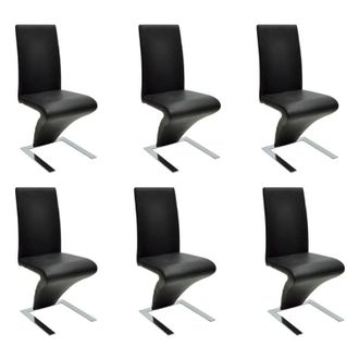 vidaXL Sillas De Comedor 6 Unidades Cuero Sint&eacute;tico Negro Vidaxl