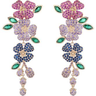 Eye Candy Los Angeles Bloom CZ Floral Drop Earrings in Multicolor at Nordstrom Rack