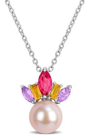 Delmar Semiprecious Stone & Pink Cultured Pearl Pendant Necklace in Multi at Nordstrom Rack