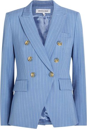 Veronica Beard Miller Dickey Pinstriped Crepe Blazer - Blue - 12 (UK16 / XL)