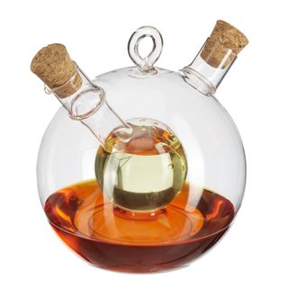 Relaxdays Aceitera & Vinagrera, 2 En 1, Tap&oacute;n De Corcho, 375 Ml & 50 Ml, Cristal, 1 Ud., Transparente - Relaxdays