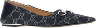 Gucci Womens Vittoria Flat Blue Cotton