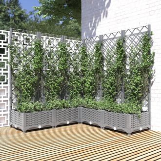 vidaXL Jardinera Con Enrejado Pp Gris Claro 120x120x121,5 Cm Vidaxl