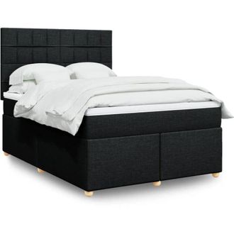 vidaXL Cama Box Spring Con Colch&oacute;n Tela Negro 140x190 Cm Vidaxl