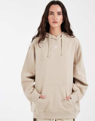 adidas Originals Essential - Felpa oversize color pietra con cappuccio-Neutro