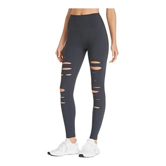Alo Yoga High Waist Ripped Warrior Medium Cutout Active Leggings in Anthracite