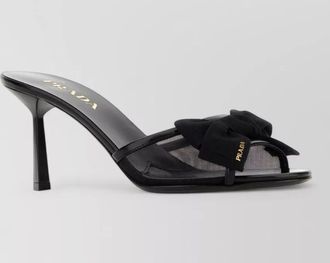 Prada mesh mules bow detail open toe stiletto