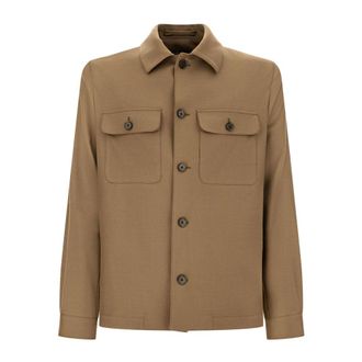 Corneliani Giacca Leggera con Chiusura Nascosta - - Jackets - Uomo - Beige - L