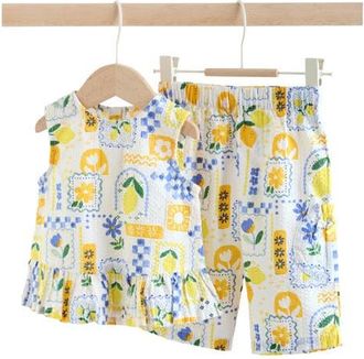 Next Kids Tile Print Sleeveless Top & Pants in Yellow at Nordstrom, Size Newborn