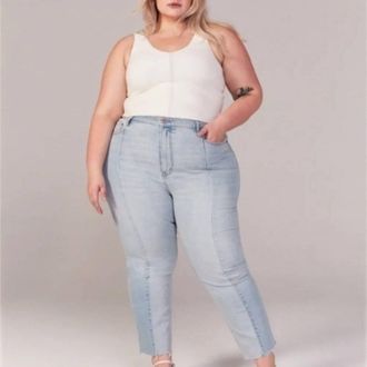 Abercrombie & Fitch Ultra High Rise Ankle Straight Jeans In Blue