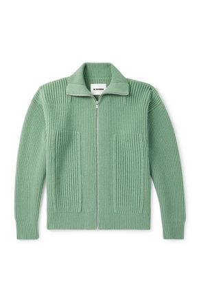 Jil Sander Ribbed Wool Zip-Up Cardigan